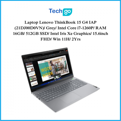 Laptop Lenovo ThinkBook 15 G4 IAP (21DJ00D0VN)/ Grey/ Intel Core i7-1260P/ RAM 16GB/ 512GB SSD/ Intel Iris Xe Graphics/ 15.6inch FHD/ Win 11H/ 2Yrs