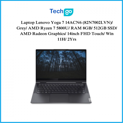 Laptop Lenovo Yoga 7 14ACN6 (82N7002LVN)/ Grey/ AMD Ryzen 7 5800U/ RAM 8GB/ 512GB SSD/ AMD Radeon Graphics/ 14inch FHD Touch/ Win 11H/ 2Yrs