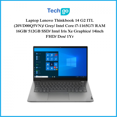 Laptop Lenovo Thinkbook 14 G2 ITL (20VD00Q5VN)/ Grey/ Intel Core i7-1165G7/ RAM 16GB/ 512GB SSD/ Intel Iris Xe Graphics/ 14inch FHD/ Dos/ 1Yr