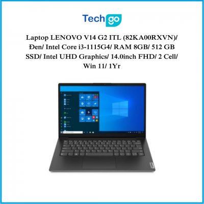 Laptop LENOVO V14 G2 ITL (82KA00RXVN)/ Đen/ Intel Core i3-1115G4/ RAM 8GB/ 512 GB SSD/ Intel UHD Graphics/ 14.0inch FHD/ 2 Cell/ Win 11/ 1Yr