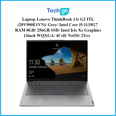 Laptop Lenovo ThinkBook 13s G2 ITL (20V900E1VN)/ Grey/ Intel Core i5-1135G7/ RAM 8GB/ 256GB SSD/ Intel Iris Xe Graphics/ 13inch WQXGA/ 4Cell/ NoOS/ 2Yrs