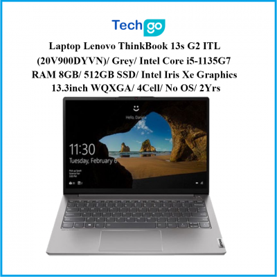 Laptop Lenovo ThinkBook 13s G2 ITL (20V900DYVN)/ Grey/ Intel Core i5-1135G7/ RAM 8GB/ 512GB SSD/ Intel Iris Xe Graphics/ 13.3inch WQXGA/ 4Cell/ No OS/ 2Yrs