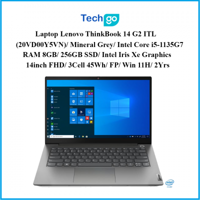 Laptop Lenovo ThinkBook 14 G2 ITL (20VD00Y5VN)/ Mineral Grey/ Intel Core i5-1135G7/ RAM 8GB/ 256GB SSD/ Intel Iris Xe Graphics/ 14inch FHD/ 3Cell 45Wh/ FP/ Win 11H/ 2Yrs