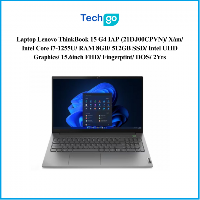 Laptop Lenovo ThinkBook 15 G4 IAP (21DJ00CPVN)/ Xám/ Intel Core i7-1255U/ RAM 8GB/ 512GB SSD/ Intel UHD Graphics/ 15.6inch FHD/ Fingerptint/ DOS/ 2Yrs