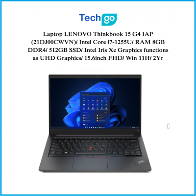 Laptop LENOVO Thinkbook 15 G4 IAP (21DJ00CWVN)/ Intel Core i7-1255U/ RAM 8GB DDR4/ 512GB SSD/ Intel Iris Xe Graphics functions as UHD Graphics/ 15.6inch FHD/ Win 11H/ 2Yr