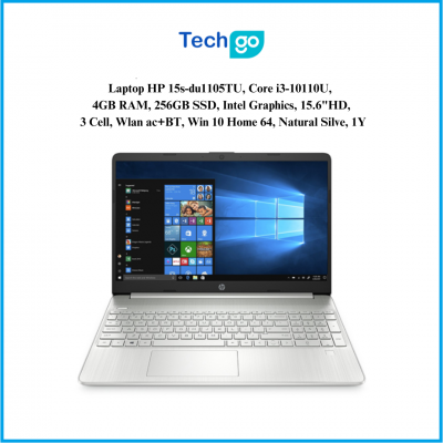 Laptop HP 15s-du1105TU, Core i3-10110U, 8GB RAM, 256GB SSD, Intel Graphics, 15.6