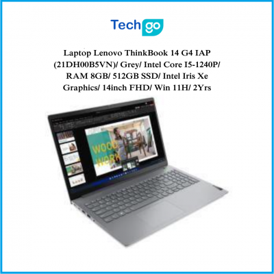 Laptop Lenovo ThinkBook 14 G4 IAP (21DH00B5VN)/ Grey/ Intel Core I5-1240P/ RAM 8GB/ 512GB SSD/ Intel Iris Xe Graphics/ 14inch FHD/ Win 11H/ 2Yrs