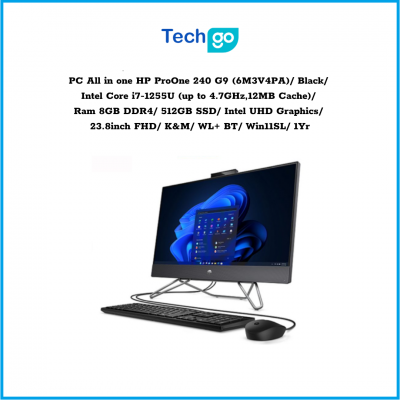 Máy tính để bàn All in one HP ProOne 240 G9 (6M3V4PA) Black Intel Core i7-1255U (up to 4.7GHz,12MB Cache) Ram 8GB DDR4 512GB SSD