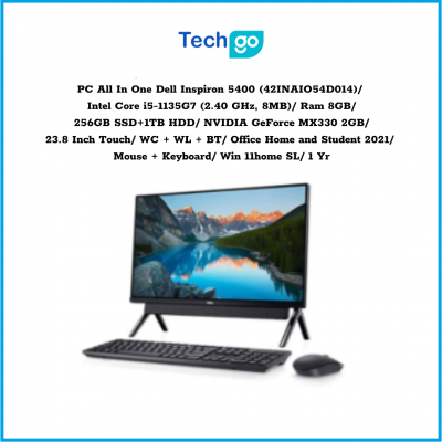 Máy tính để bàn All In One Dell Inspiron 5400 (42INAIO54D014)/ Intel Core i5-1135G7 (2.40 GHz, 8MB)/ Ram 8GB/ 256GB SSD+1TB HDD/