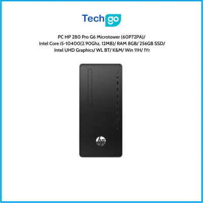 Máy tính để bàn HP 280 Pro G6 Microtower (60P72PA) Intel Core i5-10400(2.90Ghz, 12MB) RAM 8GB 256GB SSD Intel UHD Graphics WL BT