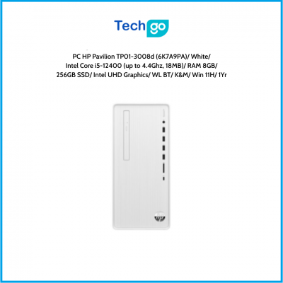 Máy tính để bàn HP Pavilion TP01-3008d (6K7A9PA) White Intel Core i5-12400 (up to 4.4Ghz, 18MB) RAM 8GB 256GB SSD Intel UHD Grap