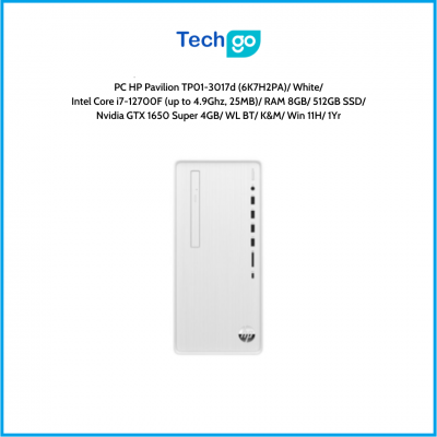 Máy tính để bàn HP Pavilion TP01-3017d (6K7H2PA) White Intel Core i7-12700F (up to 4.9Ghz, 25MB) RAM 8GB 512GB SSD Nvidia GTX 16