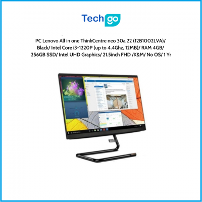 Máy tính để bàn Lenovo All in one ThinkCentre neo 30a 22 (12B1002LVA) Black Intel Core i3-1220P (up to 4.4Ghz, 12MB) RAM 4GB 256