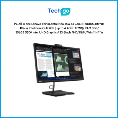Máy tính để bàn All in one Lenovo ThinkCentre Neo 30a 24 Gen3 (12B0003RVN) Black Intel Core i3-1220P ( up to 4.4Ghz, 12MB) RAM 8