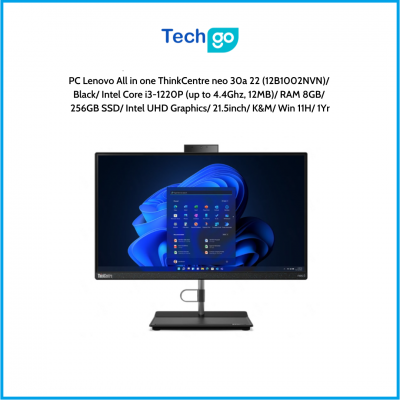 Máy tính để bàn Lenovo All in one ThinkCentre neo 30a 22 (12B1002NVN) Black Intel Core i3-1220P (up to 4.4Ghz, 12MB) RAM 8GB 256