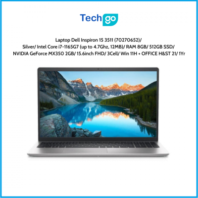 Laptop Dell Inspiron 15 3511 (70270652) Silver Intel Core i7-1165G7 (up to 4.7Ghz, 12MB) RAM 8GB 512GB SSD NVIDIA GeForce MX350 