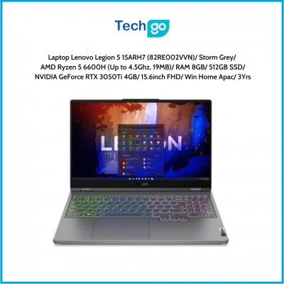 Laptop Lenovo Legion 5 15ARH7 (82RE002VVN) Storm Grey AMD Ryzen 5 6600H (Up to 4.5Ghz, 19MB) RAM 8GB 512GB SSD NVIDIA GeForce RT