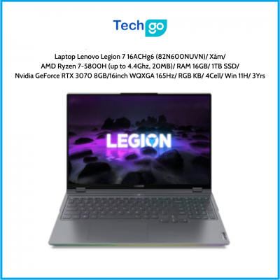 Laptop Lenovo Legion 7 16ACHg6 (82N600NUVN) Xám AMD Ryzen 7-5800H (up to 4.4Ghz, 20MB) RAM 16GB 1TB SSD Nvidia GeForce RTX 3070 