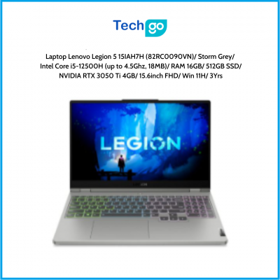 Laptop Lenovo Legion 5 15IAH7H (82RC0090VN) Storm Grey Intel Core i5-12500H (up to 4.5Ghz, 18MB) RAM 16GB 512GB SSD NVIDIA RTX 3