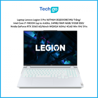 Laptop Lenovo Legion 5 Pro 16ITH6H (82JD00BCVN) Trắng Intel Core i7-11800H (up to 4.6Ghz, 24MB) RAM 16GB 512GB SSD Nvidia GeForc