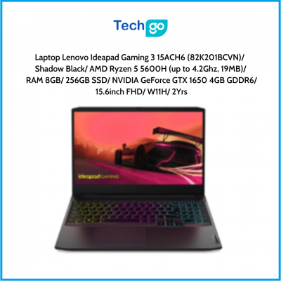 Laptop Lenovo Ideapad Gaming 3 15ACH6 (82K201BCVN) Shadow Black AMD Ryzen 5 5600H (up to 4.2Ghz, 19MB) RAM 8GB 256GB SSD NVIDIA 