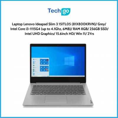 Laptop Lenovo Ideapad Slim 3 15ITL05 (81X800KRVN) Grey Intel Core i3-1115G4 (up to 4.1Ghz, 6MB) RAM 8GB 256GB SSD Intel UHD Grap