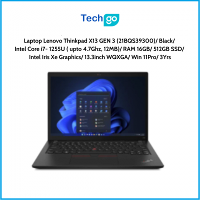 Laptop Lenovo Thinkpad X13 GEN 3 (21BQS39300) Black Intel Core i7- 1255U ( upto 4.7Ghz, 12MB) RAM 16GB 512GB SSD Intel Iris Xe G