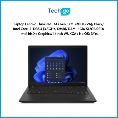 Laptop Lenovo ThinkPad T14s Gen 3 (21BR00E2VA) Black Intel Core i5-1235U (3.3GHz, 12MB) RAM 16GB 512GB SSD Intel Iris Xe Graphic