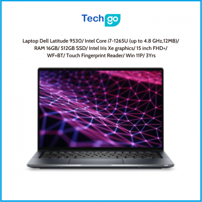 Laptop Dell Latitude 9530/ Intel Core i7-1265U (up to 4.8 GHz,12MB)/ RAM 16GB/ 512GB SSD/ Intel Iris Xe graphics/ 15 inch FHD+/ 