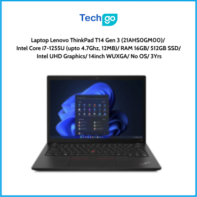 Laptop Lenovo ThinkPad T14 Gen 3 (21AHS0GM00) Intel Core i7-1255U (upto 4.7Ghz, 12MB) RAM 16GB 512GB SSD Intel UHD Graphics 14in