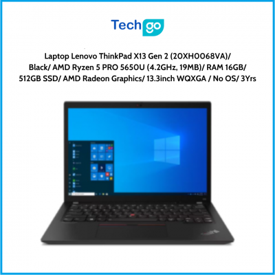 Laptop Lenovo ThinkPad X13 Gen 2 (20XH0068VA)/ Black/ AMD Ryzen 5 PRO 5650U (4.2GHz, 19MB)/ RAM 16GB/ 512GB SSD/ AMD Radeon Grap