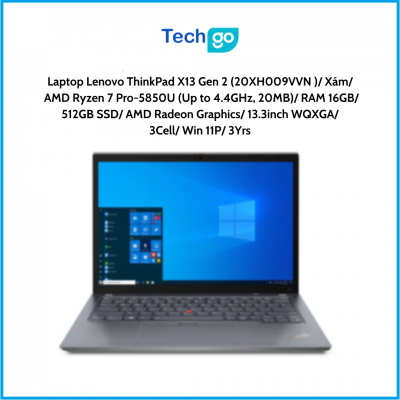 Laptop Lenovo ThinkPad X13 Gen 2 (20XH009VVN ) Xám AMD Ryzen 7 Pro-5850U (Up to 4.4GHz, 20MB) RAM 16GB 512GB SSD AMD Radeon Grap