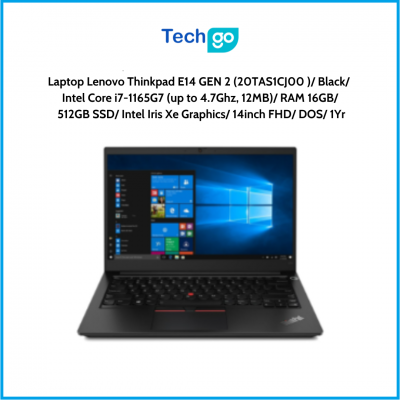 Laptop Lenovo Thinkpad E14 GEN 2 (20TAS1CJ00 ) Black Intel Core i7-1165G7 (up to 4.7Ghz, 12MB) RAM 16GB 512GB SSD Intel Iris Xe 