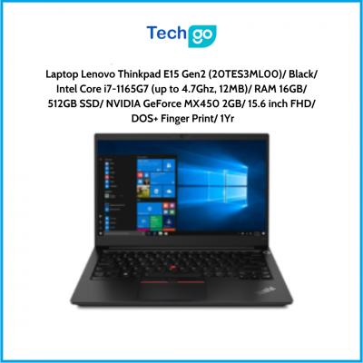 Laptop Lenovo Thinkpad E15 Gen2 (20TES3ML00) Black Intel Core i7-1165G7 (up to 4.7Ghz, 12MB) RAM 16GB 512GB SSD NVIDIA GeForce M