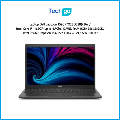 Laptop Dell Latitude 3520 (70280538)/ Đen/ Intel Core i7-1165G7 (up to 4.7Ghz, 12MB)/ RAM 8GB/ 256GB SSD/ Intel Iris Xe Graphics