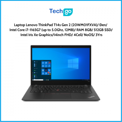 Laptop Lenovo ThinkPad T14s Gen 2 (20WM01FXVA) Đen Intel Core i7-1165G7 (up to 5.0Ghz, 12MB) RAM 8GB 512GB SSD Intel Iris Xe Gra