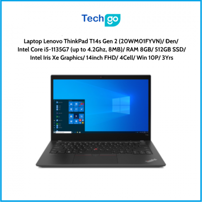 Laptop Lenovo ThinkPad T14s Gen 2 (20WM01FYVN) Đen Intel Core i5-1135G7 (up to 4.2Ghz, 8MB) RAM 8GB 512GB SSD Intel Iris Xe Grap