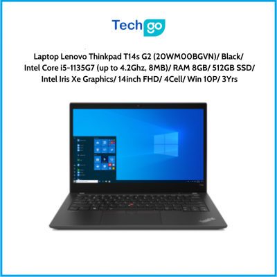 Laptop Lenovo Thinkpad T14s G2 (20WM00BGVN) Black Intel Core i5-1135G7 (up to 4.2Ghz, 8MB) RAM 8GB 512GB SSD Intel Iris Xe Graph