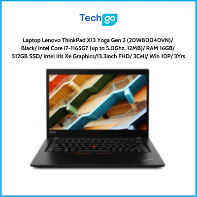 Laptop Lenovo ThinkPad X13 Yoga Gen 2 (20W80040VN) Black Intel Core i7-1165G7 (up to 5.0Ghz, 12MB) RAM 16GB 512GB SSD Intel Iris