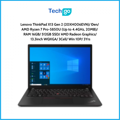 Lenovo ThinkPad X13 Gen 2 (20XH006EVN) Đen AMD Ryzen 7 Pro-5850U (Up to 4.4GHz, 20MB) RAM 16GB 512GB SSD AMD Radeon Graphics 13.