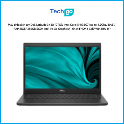 Máy tính xách tay Dell Latitude 3420 (CTO)/ Intel Core i5-1135G7 (up to 4.2Ghz, 8MB)/ RAM 8GB/ 256GB SSD/ Intel Iris Xe Graphics