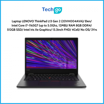 Laptop LENOVO ThinkPad L13 Gen 2 (20VH004AVA) Đen Intel Core i7-1165G7 (up to 5.0Ghz, 12MB) RAM 8GB DDR4 512GB SSD Intel Iris Xe