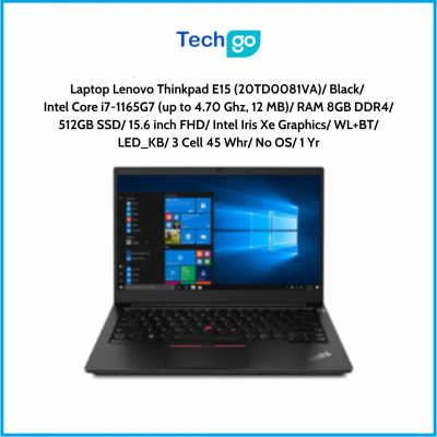 Laptop Lenovo Thinkpad E15 (20TD0081VA) Black Intel Core i7-1165G7 (up to 4.70 Ghz, 12 MB) RAM 8GB DDR4 512GB SSD 15.6 inch FHD 