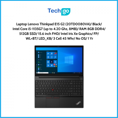 Laptop Lenovo Thinkpad E15 G2 (20TD0080VA) Black Intel Core i5-1135G7 (up to 4.20 Ghz, 8MB) RAM 8GB DDR4 512GB SSD 15.6 inch FHD