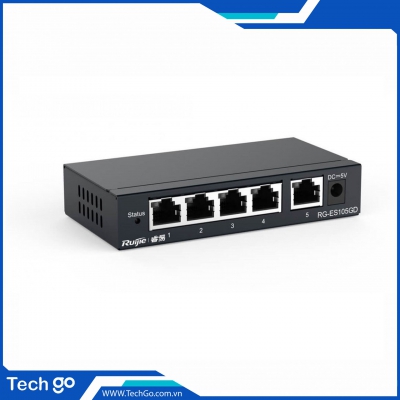 Thiết bị mạng HUB -SWITCH Ruijie RG-ES105GD ( 8-Port Gigabit unmanaged Switch, 8 Gigabit RJ45 Ports ,Steel )